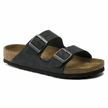 Arizona Birkenstock Soft Footbed Oiled Kozene Panske Čierne | SK 310GSO